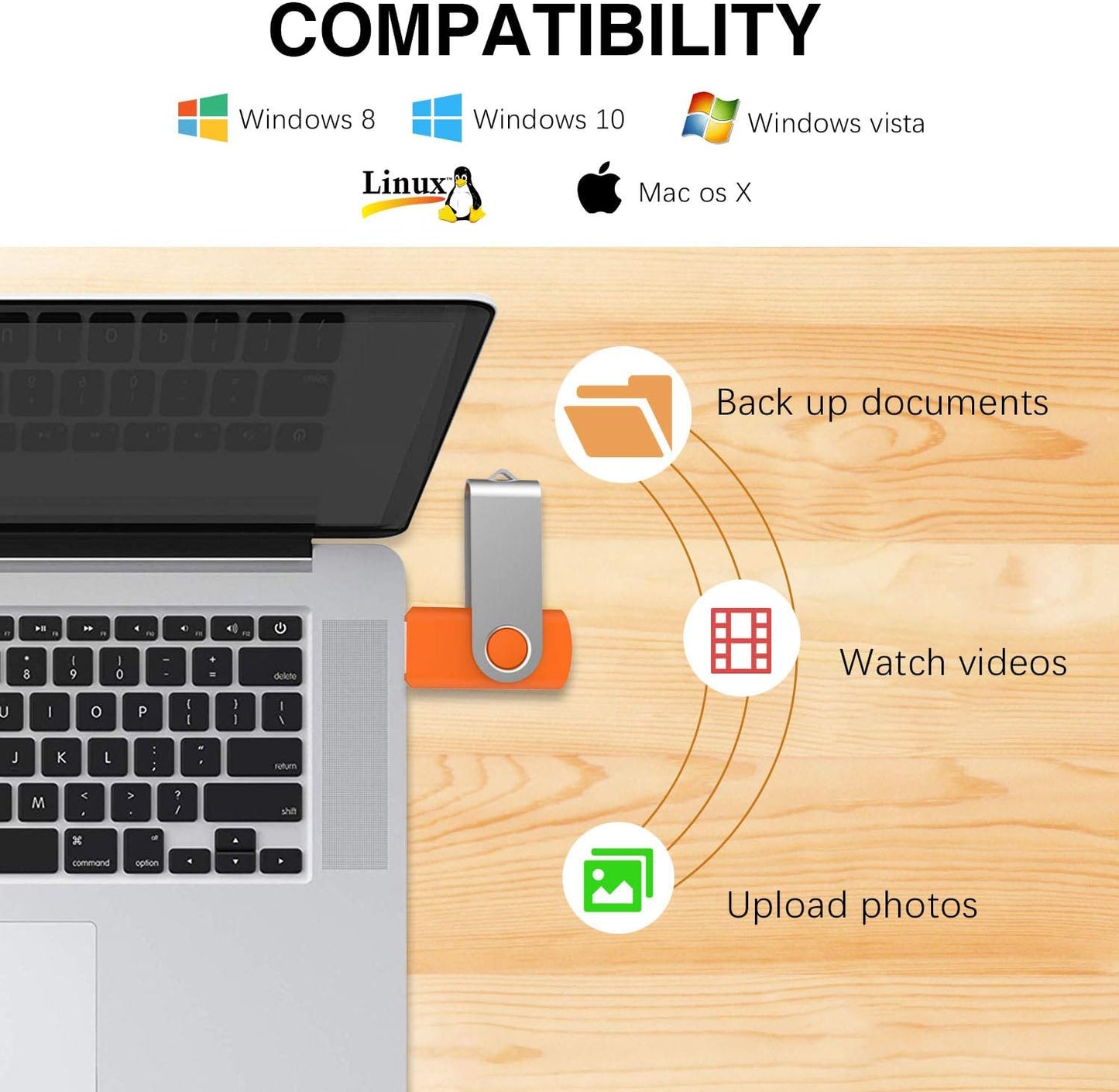 KOOTION 32 GB USB Flash Drive 32 gb Flash Drive 10 Pack Thumb Drive Memory Stick Pen Drive Keychain Design, Orange