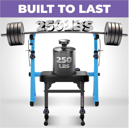 Liquid Stands Portable Heavy Duty Digital Piano Stand & Bench Set - Adjustable Keyboard Music Stand & Seat for 54-88 Key Electric Pianos (Light Blue)