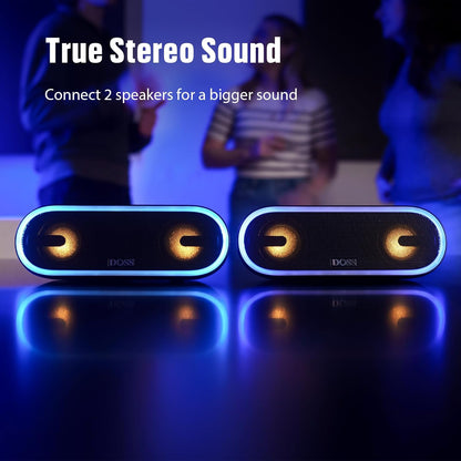 DOSS SoundBox Pro+ P300 Bluetooth Speaker with 40W Stereo Sound, Extra Bass, IPX6 Waterproof, TWS Pairing, Diverse Lights Show, 20H Playtime, Portable for Party, Camping, Beach - Pink