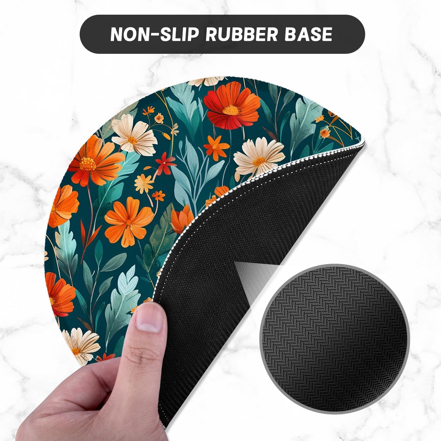 ITNRSIIET Round Mouse Pad with Stitched Edge Premium-Textured Waterproof Non-Slip Rubber Base Desktop Protection Mat Diameter 8.7 inches, Beautiful Flowers