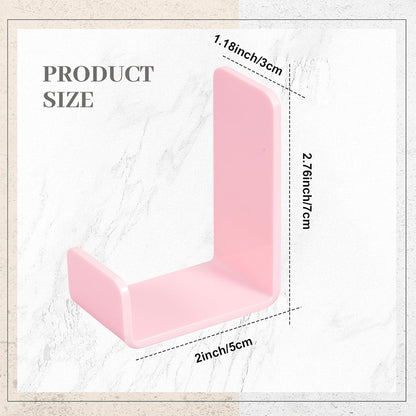 Weewooday 4 Pieces Headphone Hanger Holder Desk Adhesive Headphone Hook Wall Mount Headset Stand Acrylic Holder with Glues for General Purpose Game Earphone (Pink)