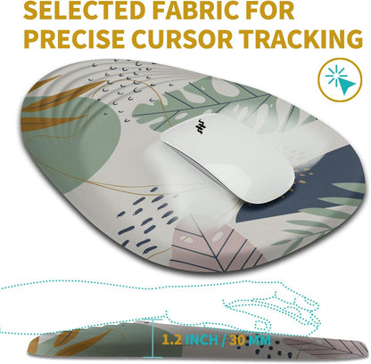 Hokafenle Ergonomic Mouse Pad Wrist Support with Stepped-Wedge Design, Wrist Rest Pain Relief Mousepad Filled with Memory Foam, Carpal Tunnel Mousepad for Wireless Mouse(12x8 inch, Abstract Leaves)