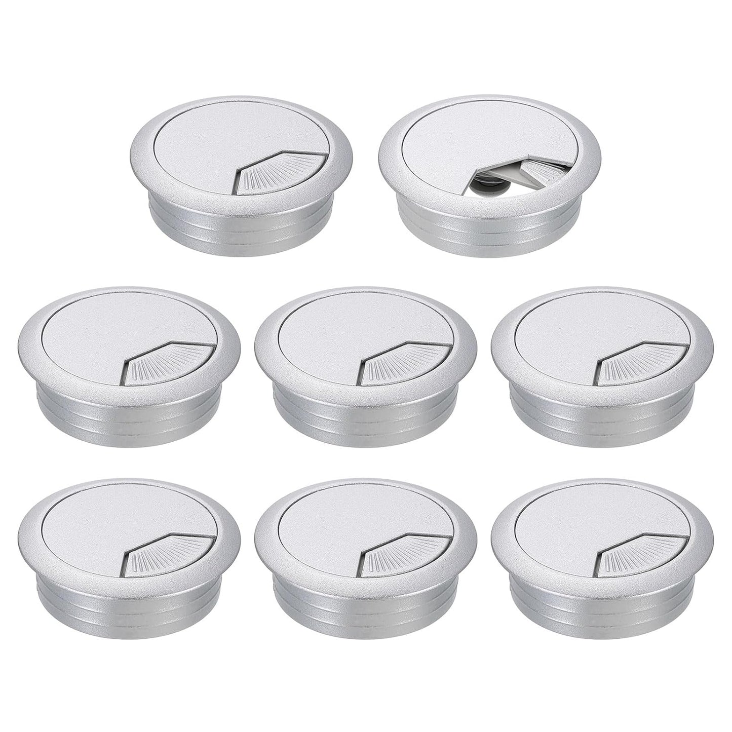 uxcell 8 Pcs 50mm (1.97 Inch) Desk Grommet, Plastic Cable Hole Cover, Wire Cord Cable Organizer for Home Office Computer Desk Cabinet, Silver