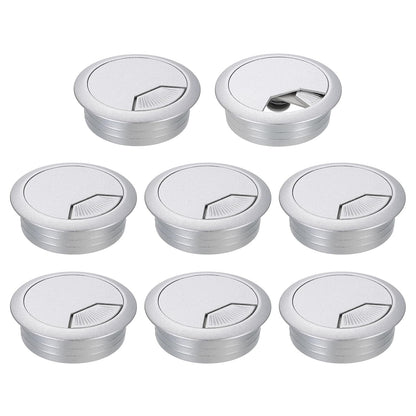 uxcell 8 Pcs 50mm (1.97 Inch) Desk Grommet, Plastic Cable Hole Cover, Wire Cord Cable Organizer for Home Office Computer Desk Cabinet, Silver