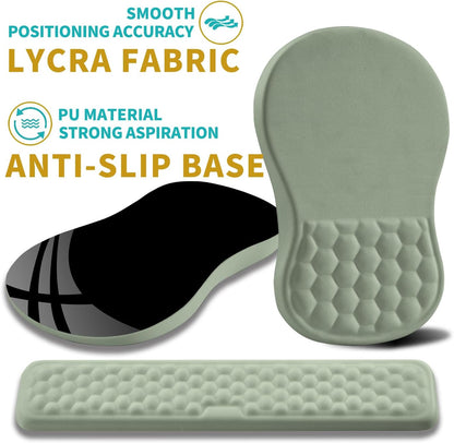 Hokafenle 2 in 1 Ergonomic Mouse Pad Wrist Support & Wrist Rest for Computer Keyboard Set, with Relieve Carpal Tunnel Pain Massage Bulge and Full Memory Gel Design (2In1 Set, Light Green)