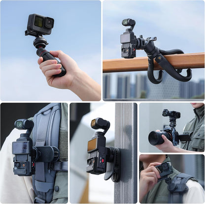 ULANZI CK01 Cka Quick Release Base Set Camera Accessories, Quick Setup Kit with 1/4'' Screw for GoPro DJI Insta360 AKASO Action Cameras, Small Camera and Lights Super-Quick Switching