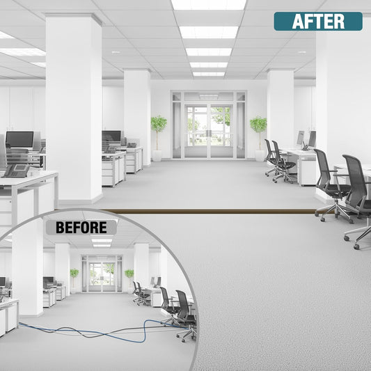 Floor Cord Cover, Cable Protector, 0.63W x 0.31H inches, Wire Cover for Extension Cords, Floor Cable Covers Prevent Cable Trips (Brown, 50-3 Feet)