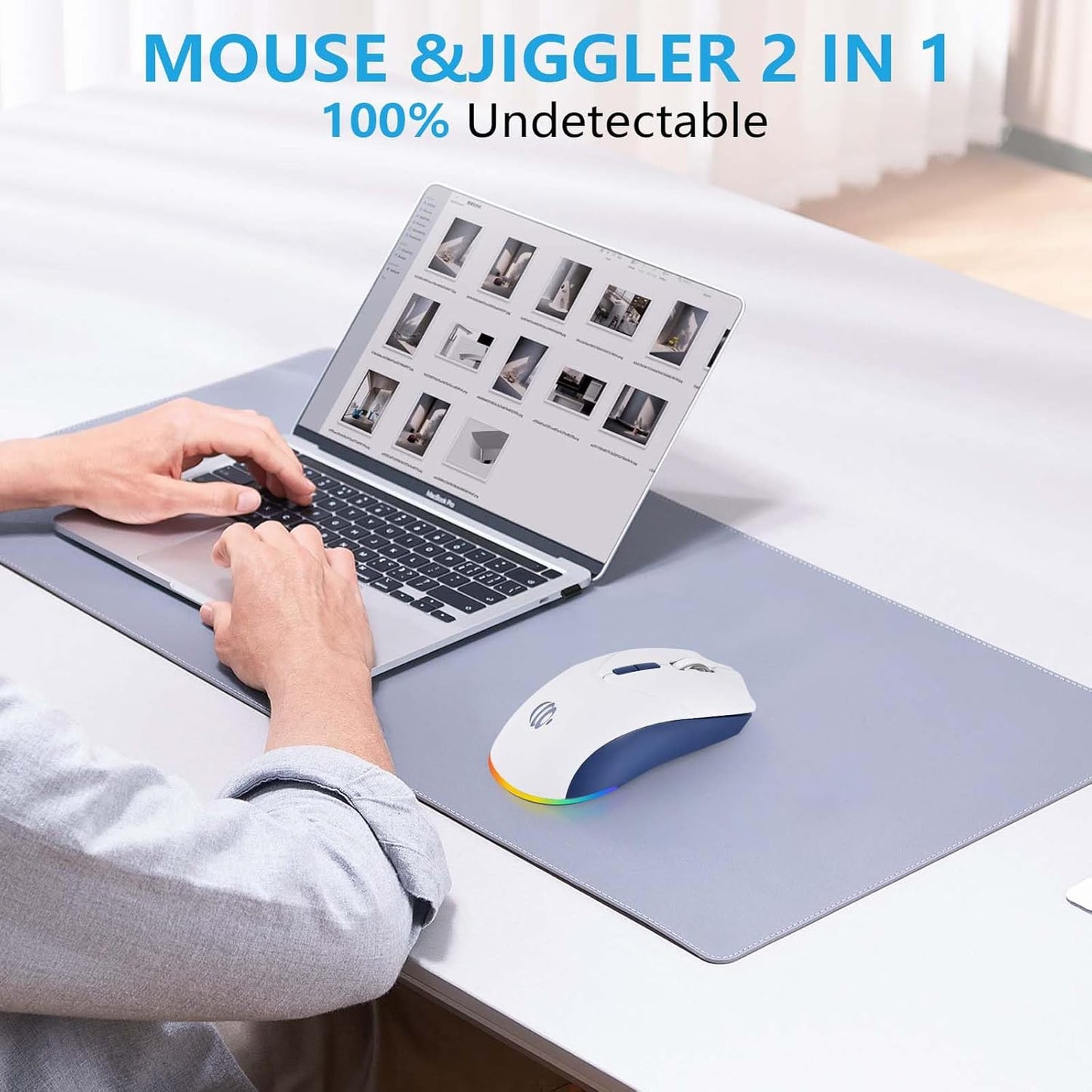 Wireless Bluetooth Mouse, 2.4G and Bluetooth 5.2 Ergonomic Rechargeable USB Optical Mouse, 3 Adjustment DPI，1600 DPI Dual Mode Silent Wireless Mouse for Mac，Laptop, PC, Windows.(White)
