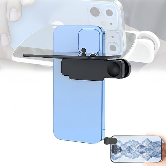 Mirror Effect Lens, Smartphone Camera Mirror Reflection Clip Kit Phone Camera Shooting Reflection Mirror Adjustable HD Glass Smartphone Photography Flip Mirror for All Phones (Black)