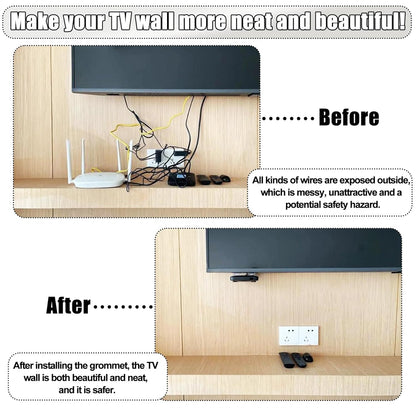 6PCS Desk Grommet, 2 Inch(50mm) Cable Hole Cover for Office and Home Table, Desktop Wiring Management and Protection (White, 6pc)