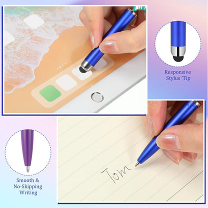 Qilery 30 Pcs Beaded Pens with Stylus Tips Plastic Beaded DIY Stylus 2-in-1 for Rubber Touch Screen Handwriting Ballpoint Pen 1.0mm, Black Ink, Office Supplies(Colorful)