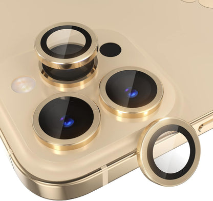 Choiche [3+1 for iPhone 14 Pro/iPhone 14 Pro Max Camera Lens Protector, 9H Tempered Glass Camera Cover Screen Protector Metal Ring Decoration Accessories (Gold)