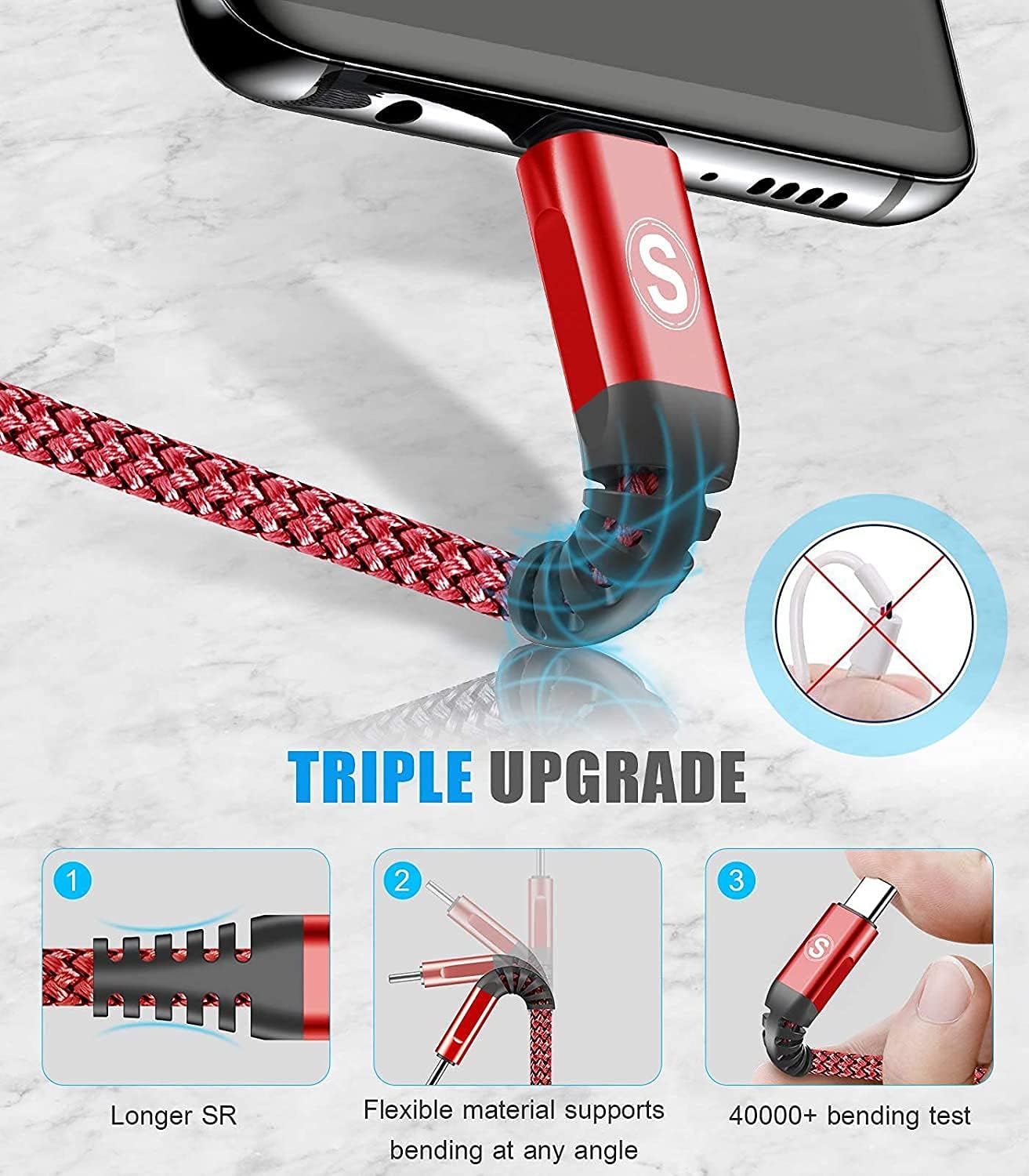 USB Type C Charger Cable [3Pack,10ft+6.6ft+3.3ft], Power Charging Cable for Kindle Fire HD 10 9th 2019 8 10th 2020 Paperwhite 11th 2021 Generation, Samsung Galaxy S21 S20 S10 A13 A33 A53