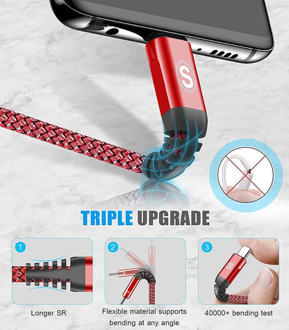 USB Type C Charger Cable [3Pack,10ft+6.6ft+3.3ft], Power Charging Cable for Kindle Fire HD 10 9th 2019 8 10th 2020 Paperwhite 11th 2021 Generation, Samsung Galaxy S21 S20 S10 A13 A33 A53