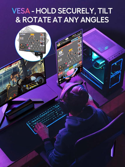 UPERFECT Portable Monitor 18.4-inch 4K 60HZ 10 Bit w/VESA & Stand 180° Adjustable Ultra-Slim & Lightweight Frameless FHD FreeSync IPS HDR Gaming Display, Travel Second Monitor for Laptop