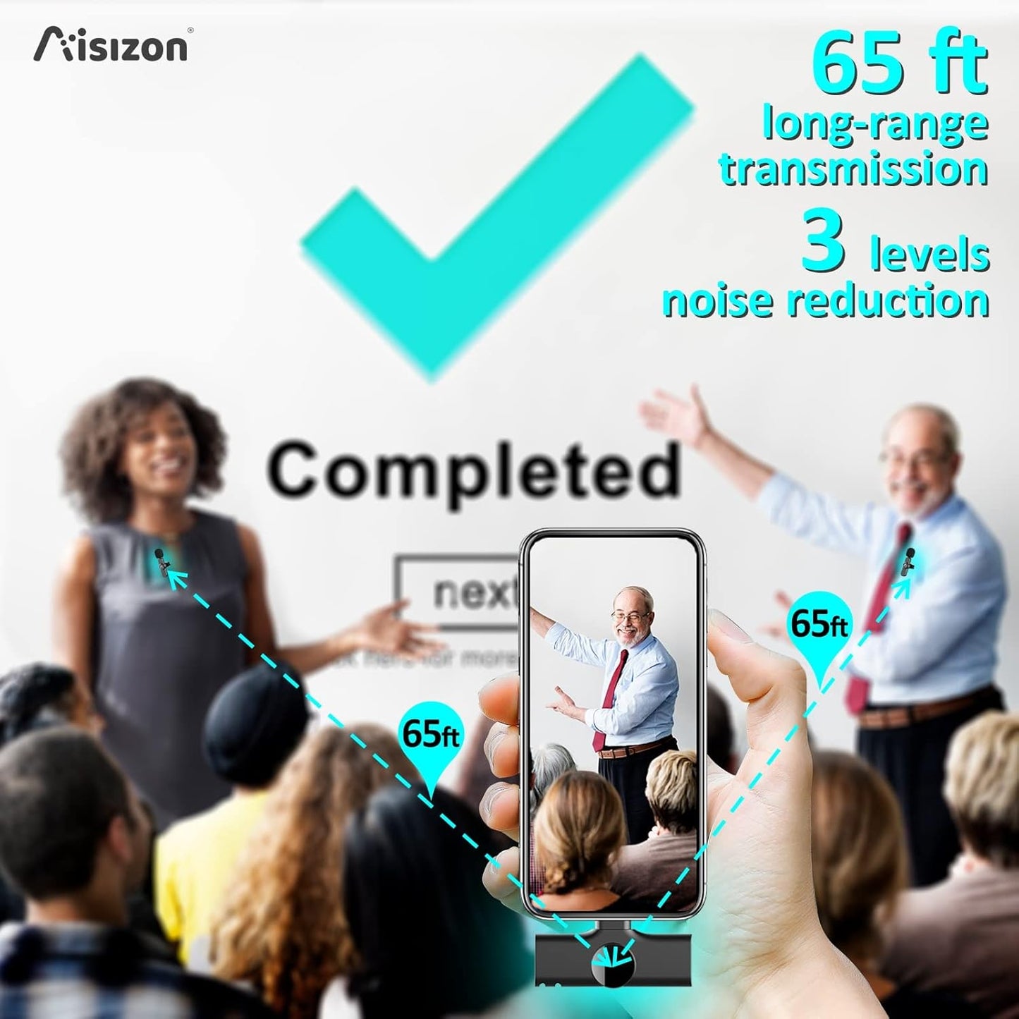 Wireless Lavalier Microphone for iPhone7-14, Wireless Clip Mic, Clip on Microphone A3d, for iPhone, iPad, Computer, Zoom Meeting, Video Recording, tiktok