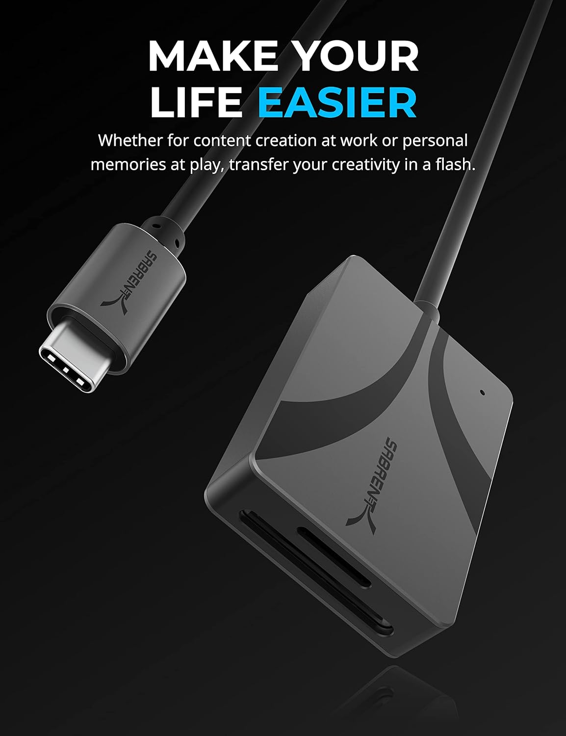 SABRENT USB Type-C Card Reader, Dual-Slot UHS-II SDXC and microSDXC SD 4.0 (CR-CSDM)