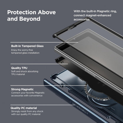 VRS DESIGN Terra Guard Modern for Galaxy Z Fold 7 (2025) – Magnetic Phone Case with Built-in Screen Protector, Rugged Dual Layer Protection & Spring-Loaded Hinge Cover (Metallic Green)