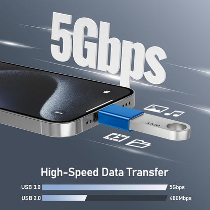 Basesailor USB C to USB Adapter 3Pack,USBC Male to USBA 3.0 Female OTG Adapter,Type C Thunderbolt 3/4 Converter for iPhone 16 15 Max,MacBook Pro Air,Mac,iPad,Microsoft Surface,Samsung Galaxy S25