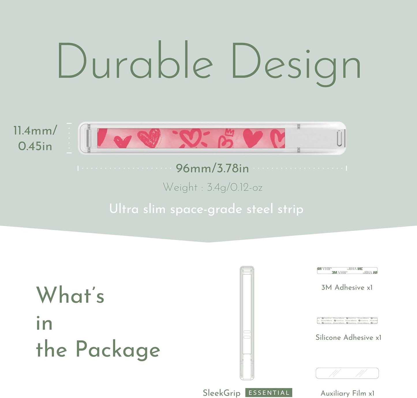 Phone Grip, Ultra Thin Cell Phone Grips Finger Holder Kickstand for Back of Phone, Loopy Case Swappable for Smartphones Wireless Chargers Car Mounts - SleekGrip Essential