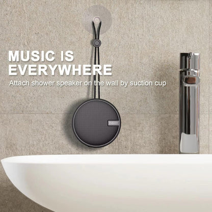 INSMY C12 IPX7 Waterproof Shower Bluetooth Speaker, Portable Small Speaker, Speakers Bluetooth Wireless Loud Clear Sound Support TF Card Suction Cup for Kayak Canoe Beach Gift (Black)