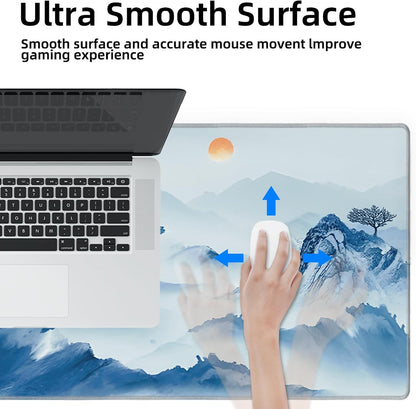 Galdas Gaming Mouse Pad XXL XL Large Long Extended Big Mousepad Non-Slip Rubber Keyboard Mouse Pad with Stitched Edges for Laptop Home Office (31.5x11.8x0.08 Inch)-Landscape