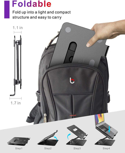 Laptop Stand | Adjustable Ergonomic Riser for Desk, Aluminum Computer Holder with Heat Vent, Fits 10–17" Laptops, Dark Black