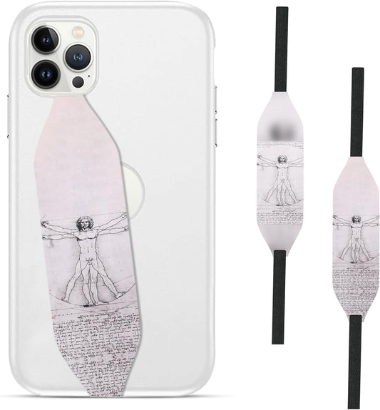 Customizable Universal Phone Grip Strap| Pack of 2| Reversible Phone Hand Strap for Phone Cases As Phone Loop Holder| Secure Handling by Comfortable Phone Strap - Vitruvian Man