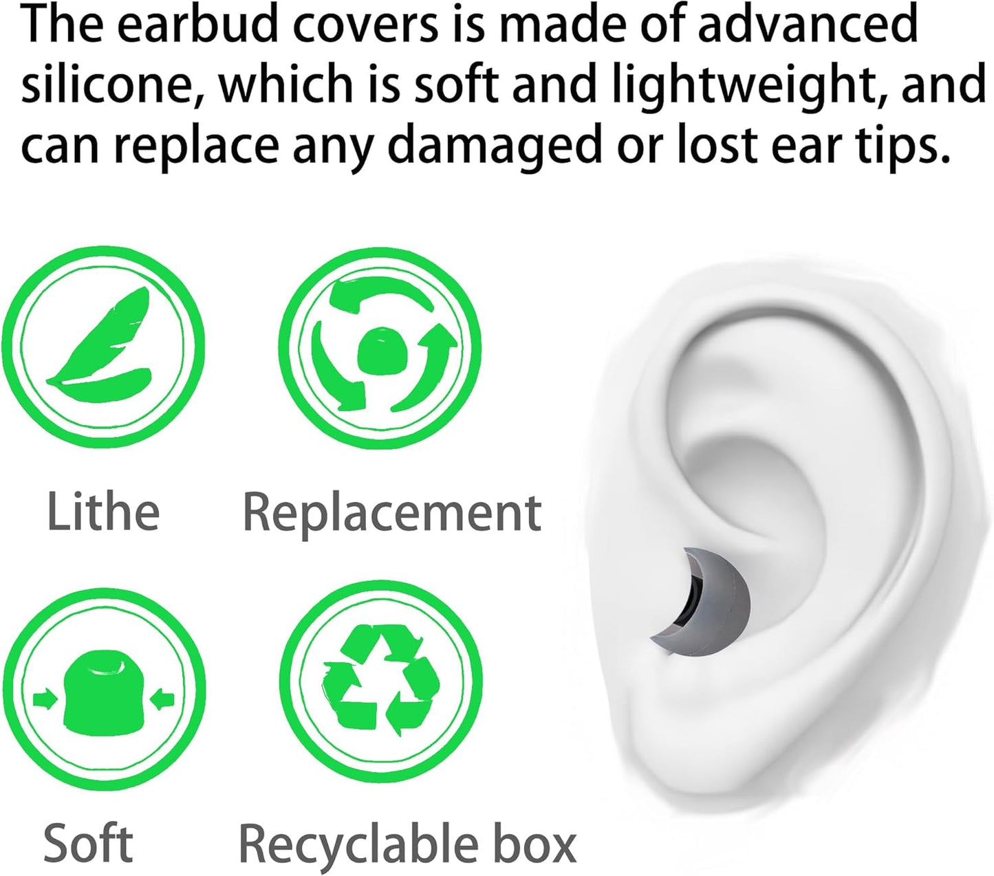 Earbud Replacement Tips Silicone Earbud Tips Eartips Fit Most in-Ear Earbuds(Inner Hole 3.8mm -5.1mm) Headphone Earbuds Rubber Tips 9 Pairs S M L