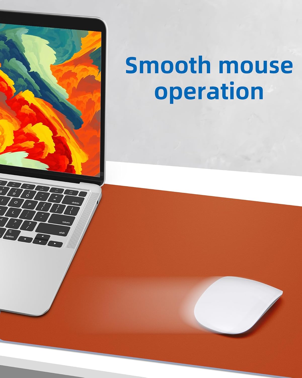 Leather Desk Pad Protector,Mouse Pad,Office Desk Mat, Non-Slip PU Leather Desk Blotter,Large Desk mat,Waterproof Keyboard mat for Office/Home/Decor (Orange,55" x 17")