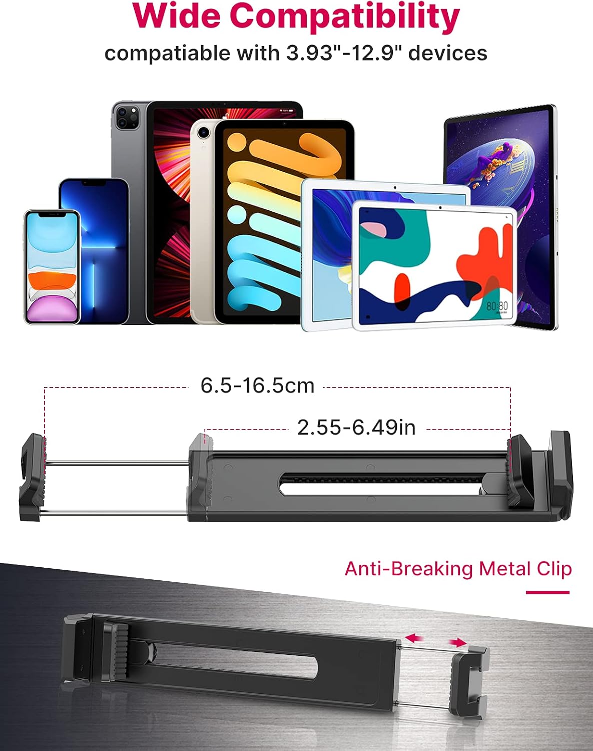 ULANZI iPad Phone Tripod Mount Adapter with Cold Shoe, Universal Smartphone Tablet Holder for Tripod with Arca Quick Release Plate 1/4'' Screw Mount, Compatible for iPhone iPad Surface Pro and More