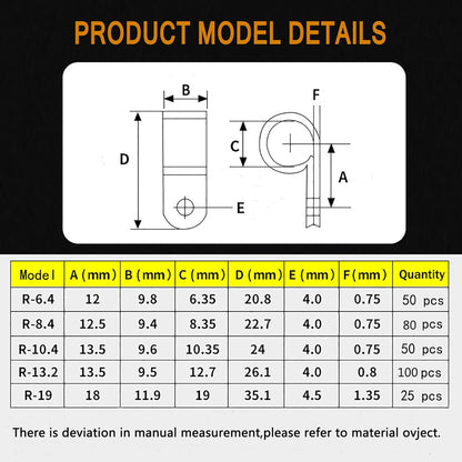 Bigtrans 305 Pcs Nylon Plastic R-Type Wire Clips 1/4" 5/16" 3/8" 1/2" 3/4" Clamps Fasteners Assortment for Cable Conduit -5 Size -White