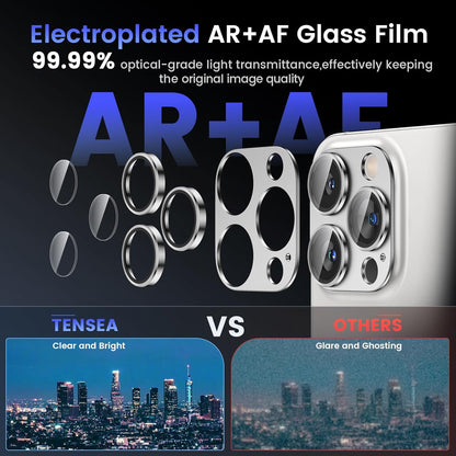 Tensea for iPhone 16 Pro/iPhone 16 Pro Max/iPhone 15 Pro/iPhone 15 Pro Max Camera Lens Protector, Metal Aluminum Alloy Tempered Glass Cover Camera Screen Protector Accessories, Case Friendly