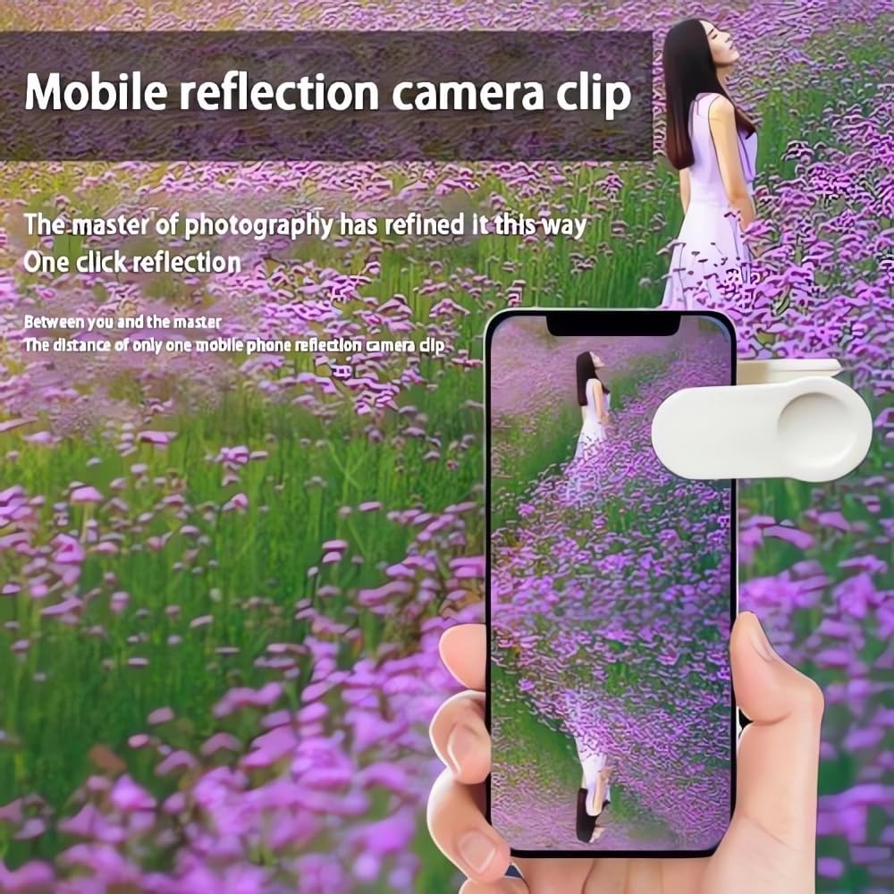 2024 Smartphone Camera Mirror Reflection Clip Kit -【New Version】 Smartphone Selfie Reflector, Adjustable Mobile Phone Reflection Camera Clip, Mirror Reflection Phone Clip for All Phones (2PCS-White)