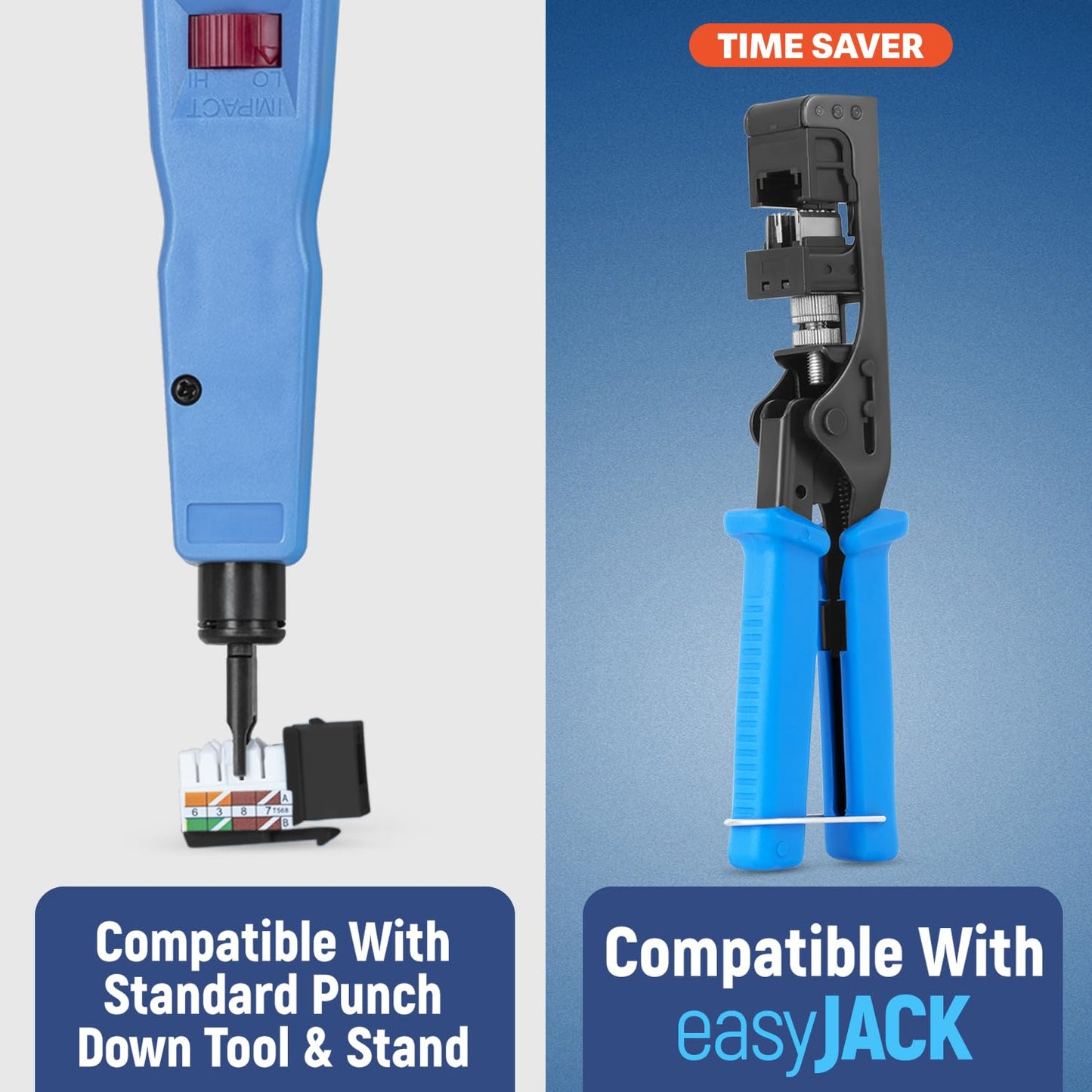 Everest 90° Angled RJ45 Cat6 Keystone Jacks 20-Pack in Black - Slim Profile Female RJ45 Connectors - Cat 6 Keystone Jack - Compatible with 90° Angled Speed Termination Tool - easyJACK (B094WB91H3)