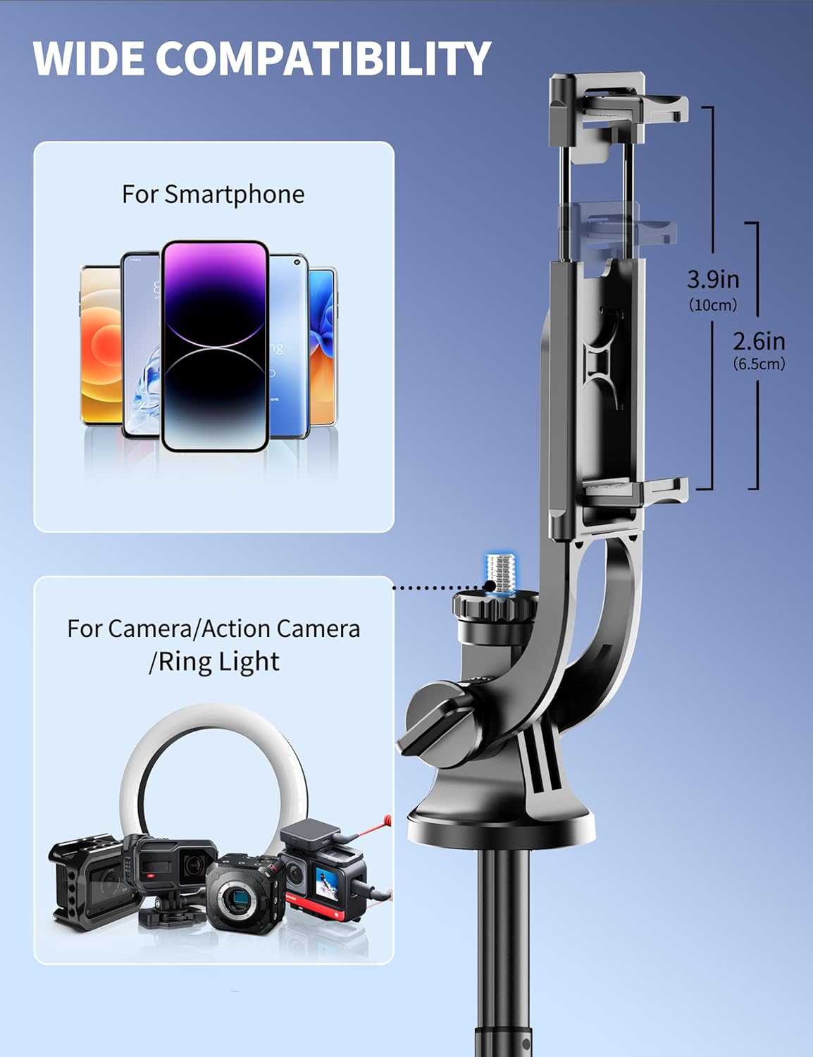 Aluminum 71" Phone Tripod with Remote, Extendable & Compatible with iPhone 15/14/13/Android/Camera