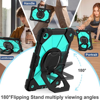 Case for Galaxy Tab A9 Plus Case 11 Inch, Rugged Galaxy A9+ Tablet Case with Screen Protector 360 Rotating Stand Shoulder Strap Pen Holder, 2023 Model(SM-X210/X216/218), Black Mint
