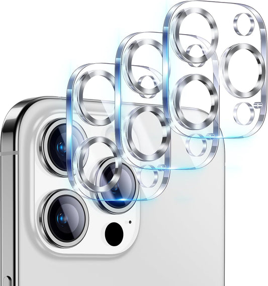 UniqueMe Compatible for 3 Pack iPhone 15 Pro/iPhone 15 Pro Max Camera Lens Protector, [Drop Protection][Case Friendly] 9H Tempered Glass Camera Cover Screen [2023 New Version]- White