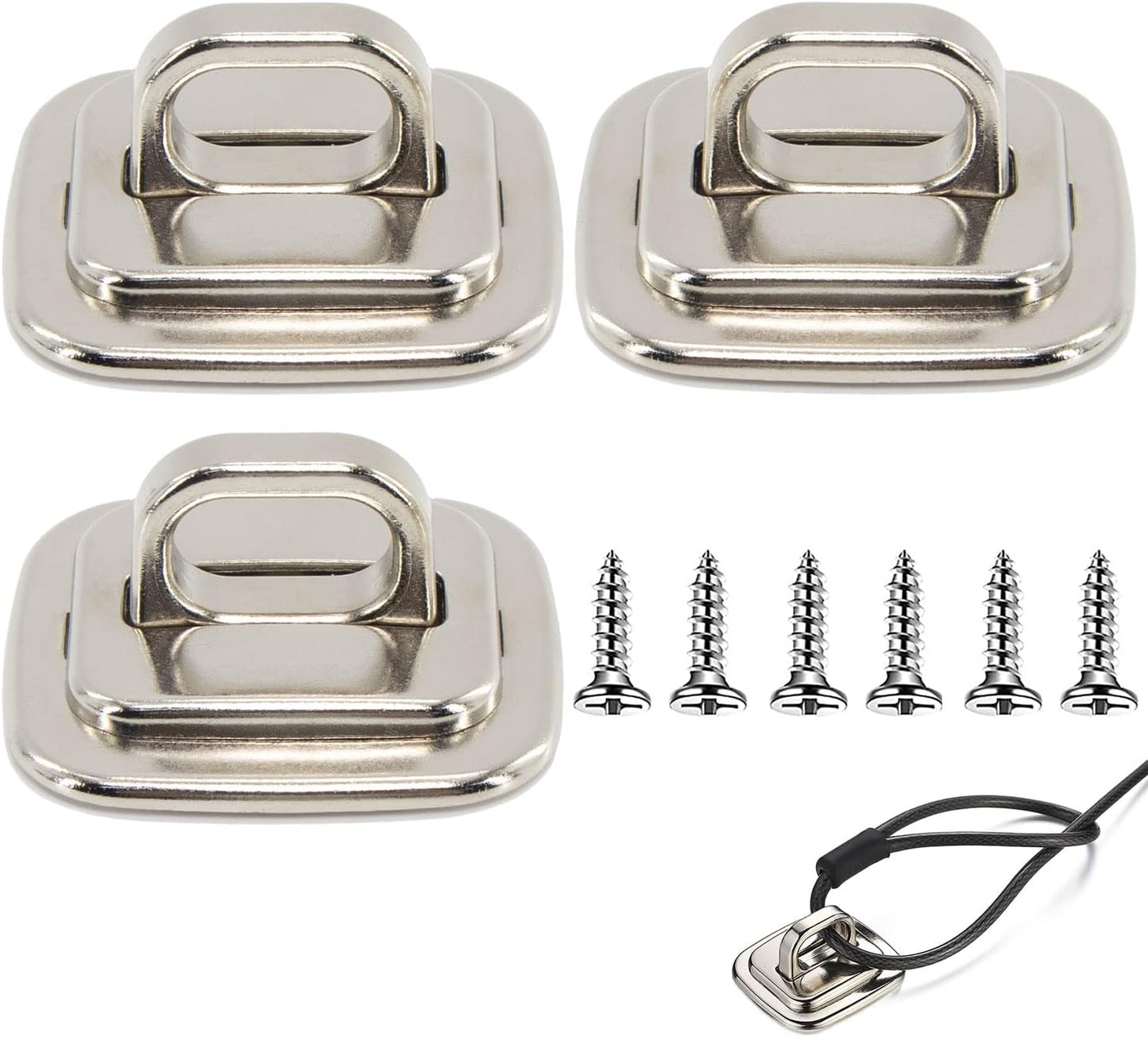 3 Pack Anti Theft Self Adhesive Security Plate for Cables to Lock Down Laptops, Mac Book, Tablets, iPad, or Other Computer