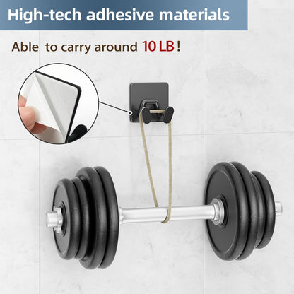 10 Pack Shower Hooks for Inside - Extra Sticky Stainless, Razor Holder Shower Accessories, Wall Mounted Self-Adhesive Hooks for Razor, Loofah, Towel, Coat, Key, Matt Black,