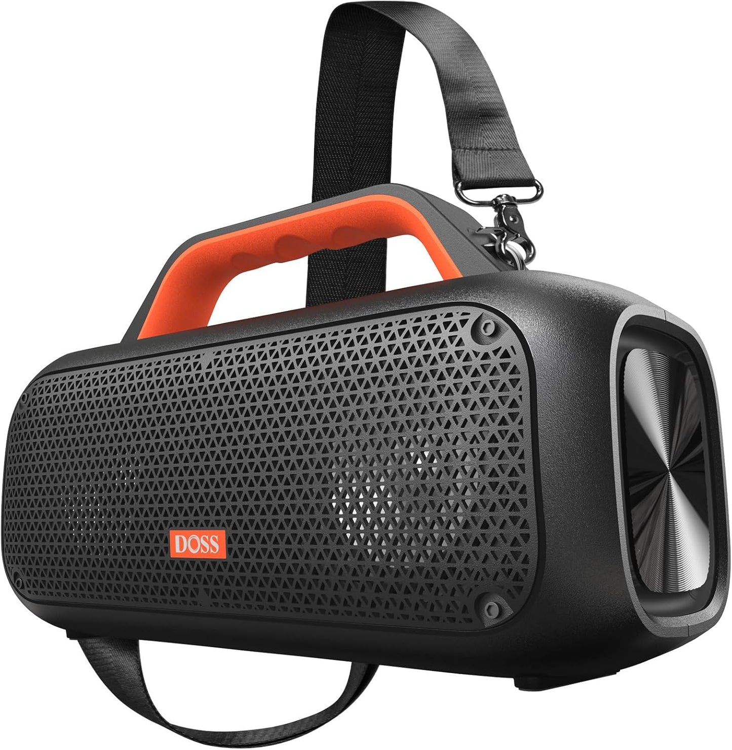 DOSS Extreme Boom Bluetooth Outdoor Speaker with 60W Mighty Sound, Deep Bass, 30H Playtime, USB-C, Bluetooth 5.3, IPX6 Waterproof with Portable Strap for Camping, Beach, Garage-Orange
