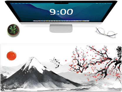 Galdas Gaming Mouse Mat Forest Background Pattern XXL XL Large Mouse Mat Long Extended Mouse Pad Desk Mat Non-Slip Rubber Mice Pads Stitched Edges Thin Pad (Ink and Wash)