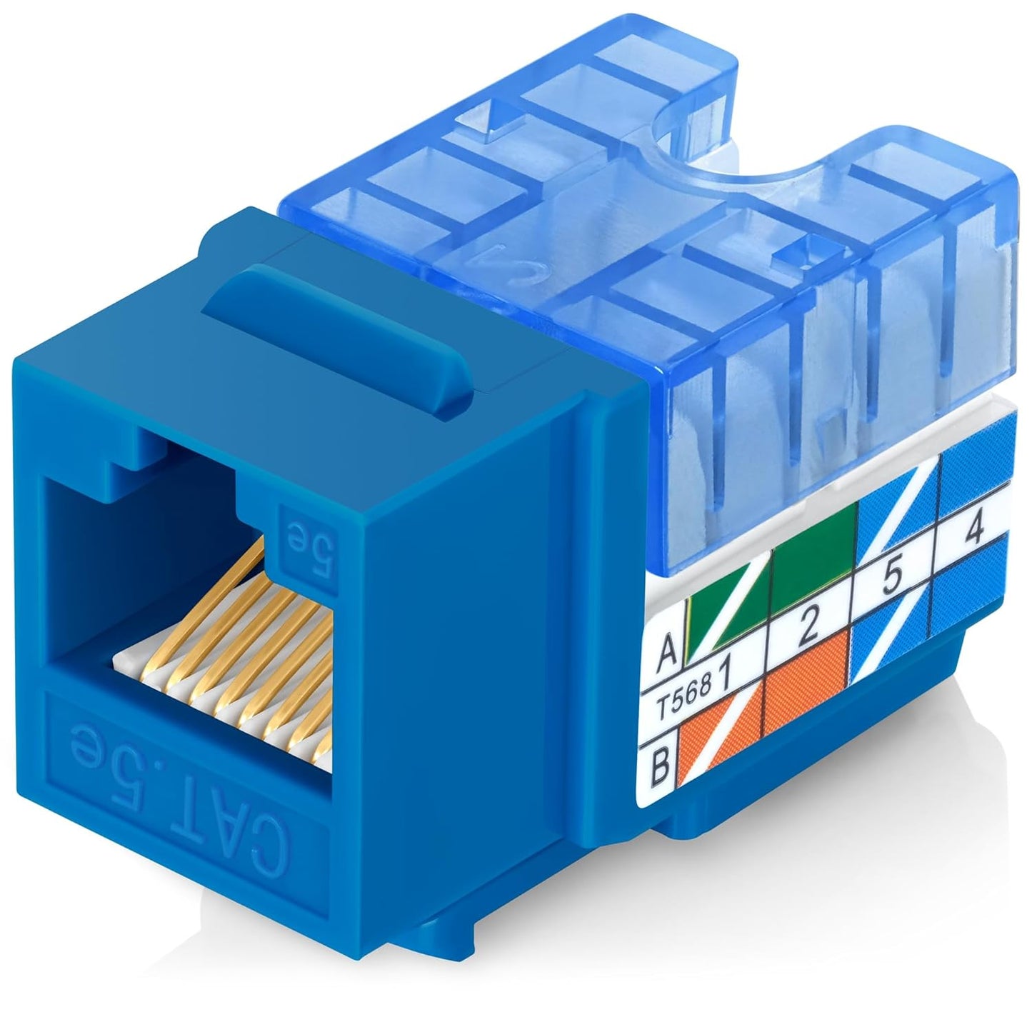 Everest 90° Angled RJ45 Cat5e Keystone Jacks 50-Pack in Blue - Slim Profile Female RJ45 Connectors - Cat 5e Keystone Jack - Compatible with 90° Angled Speed Termination Tool - easyJACK (B094WB91H3)