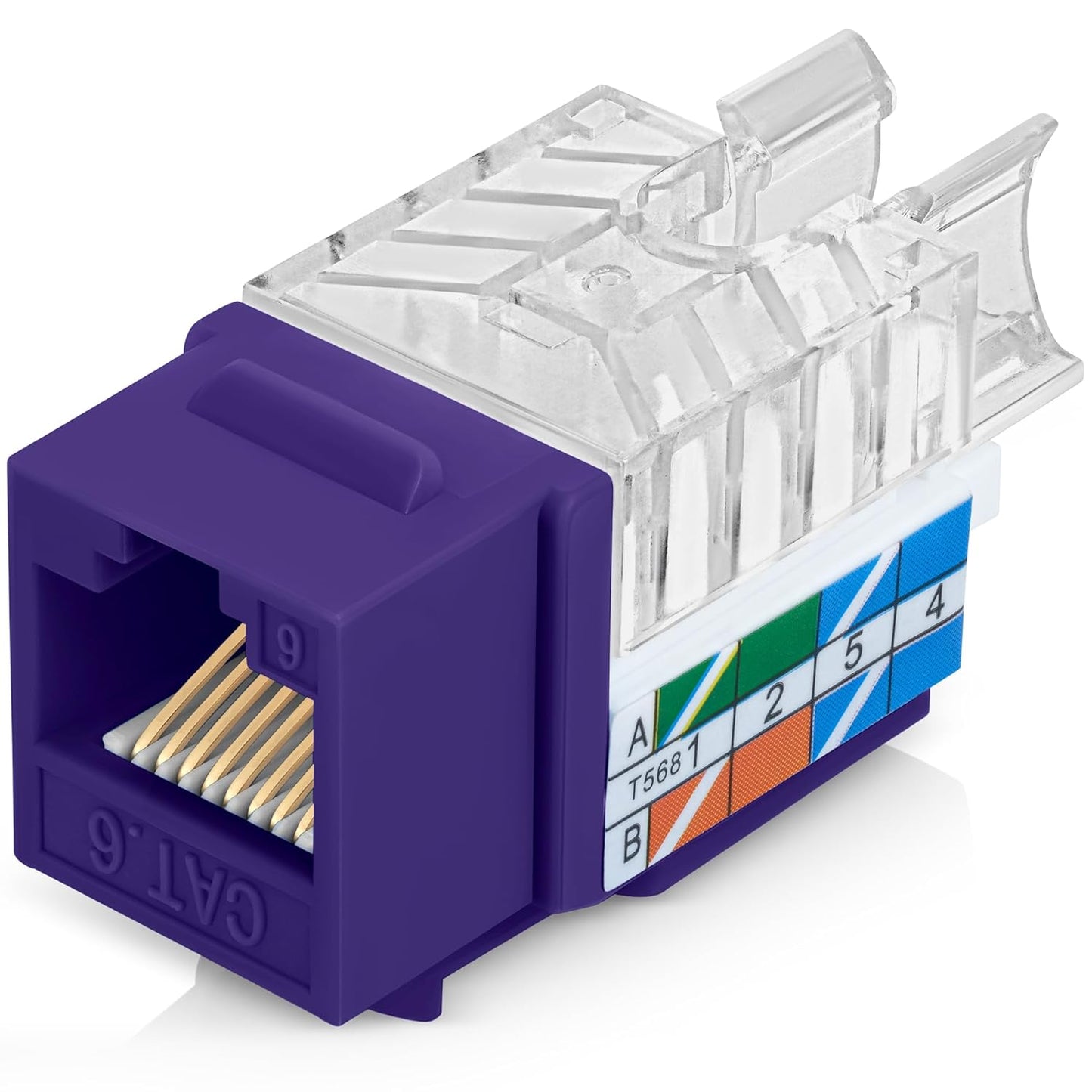 Everest 45° Angled RJ45 Cat6 Keystone Jacks 50-Pack in Purple - Slim Profile Female RJ45 Connectors - Cat 6 Keystone Jack - Compatible with 45° Angled Speed Termination Tool - 45Term (B0BL3GS7ZY)