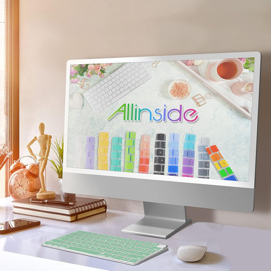 Allinside Silicone Keyboard Cover for iMac Magic Keyboard A2449/A2450, Protective Skin for iMac 24" Wireless Keyboard Released in 2021, US Layout, Light Green