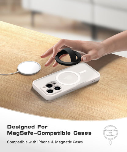 Magnetic Phone Grip, Removable Loop Grip with Soft Finger Strap, Silicone Phone Ring Holder for Back of Phone for iPhone 16/15/14/13/12 Pro Max/Plus, Black