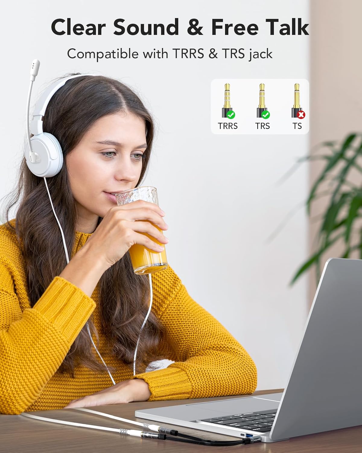 KINGTOP Headset Splitter, 3.5mm Headphone Mic Splitter Cable for Headset with Separate Stereo Audio & Microphone Jacks (Not for Dual Audio Jacks)