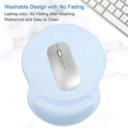 ITNRSIIET Ergonomic Mouse Pad with Gel Wrist Support Small Wrist Rest Smooth Surface Non-Slip PU Base Comfortable Office Supplies Pain Relief, 8.7 x 7.2 inches, Blue