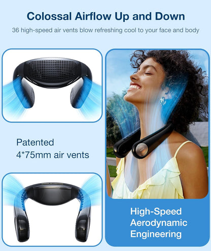 TORRAS COOLiFY Air Neck Fan Air Conditioner, 3D Airflow, Light Portable Fan Rechargeable, Personal Cooling Fan Travel Essentials, Work, Travel, Camping, Onyx Black