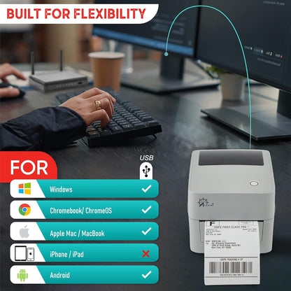 Arkscan 2054K-USB Upgraded 2054A Shipping Label Printer for Windows Mac Chromebook, Support Amazon Ebay Paypal Etsy Shopify ShipStation UPS USPS FedEx, fit Roll & Fanfold 4x6 Direct Thermal